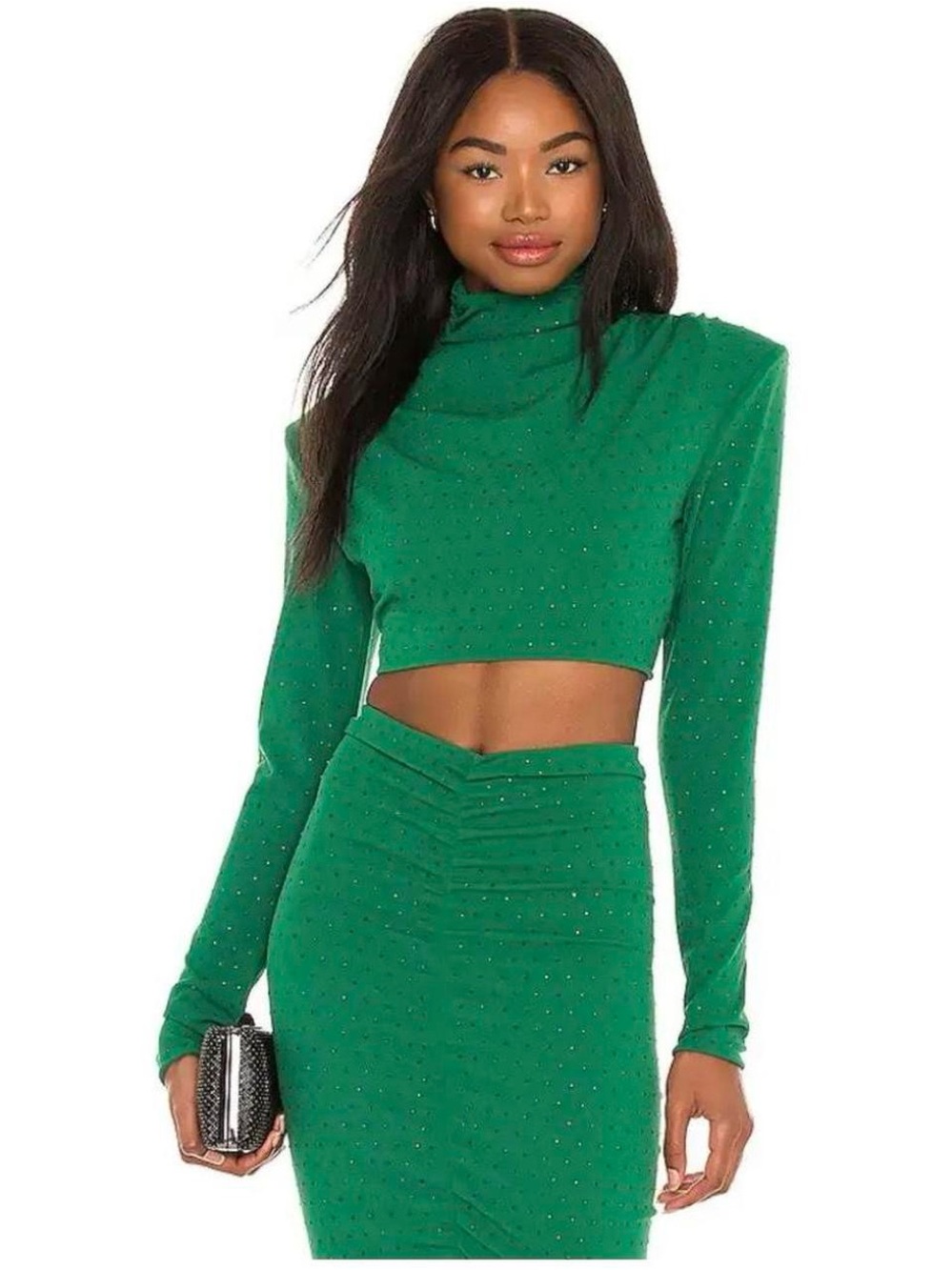 NBD Green Embellished Crop Top